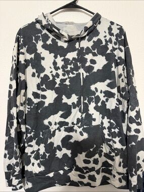 Avery Black and White Cow Print Hoodie Sweatshirt